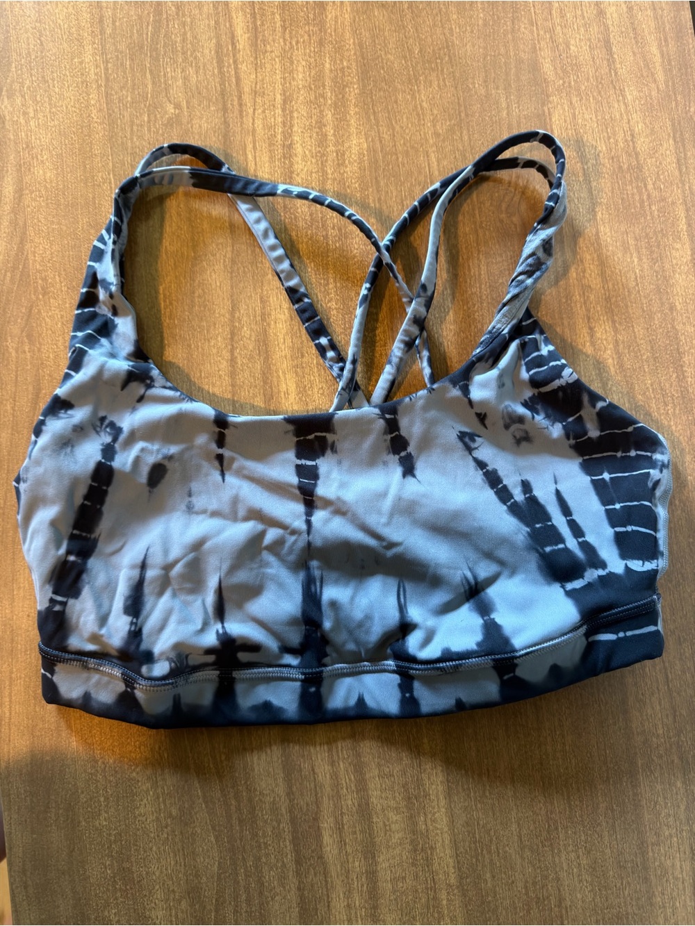 lululemon Tie-Dye Black & Gray Strappy Sports Bra size 8